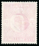 Stamp of Great Britain » King Edward VII » 1902-10 De La Rue Issues 1902-10 De La Rue 2s6d lilac and 2s6d dull purple, 5s bright carmine and 10s ultramarine, each a fine mint