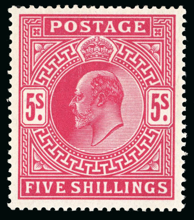 Stamp of Great Britain » King Edward VII » 1902-10 De La Rue Issues 1902-10 5s deep bright carmine mint n.h.