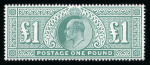 Stamp of Great Britain » King Edward VII » 1902-10 De La Rue Issues 1902-10 £1 dull blue-green mint n.h, very fresh
