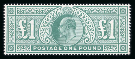 Stamp of Great Britain » King Edward VII » 1902-10 De La Rue Issues 1902-10 £1 dull blue-green mint n.h, very fresh