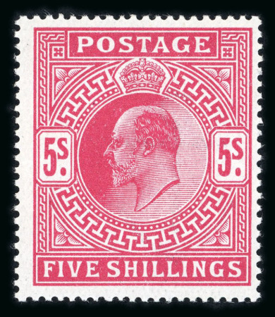 Stamp of Great Britain » King Edward VII » 1911-13 Somerset House Issues 1911-13 Somerset House 5s carmine mint n.h.