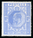 Stamp of Great Britain » King Edward VII » 1911-13 Somerset House Issues 1911-13 10s blue mint large part o.g., fine and fresh