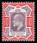 Stamp of Great Britain » King Edward VII » 1902-10 De La Rue Issues 1902-10 10d dull purple and scarlet mint with the "no cross on crown" variety