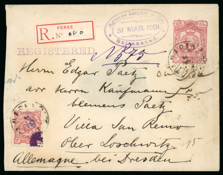 Stamp of Persia » Postal Stationery 12ch rose stationary (PE9) on two pages