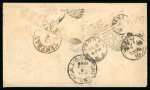Stamp of Persia » 1876-1896 Nasr ed-Din Shah Issues 1889 Hamadan via Teheran to New Jersey and re-directed, bearing 1885 lion issue 2ch rose (x3) struck by Hamadan circular cds and also pen-cancelled, multiple transit pms on reverse, also a letter franked with a single 10