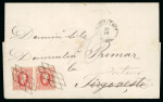 Stamp of Romania » United Principalities 1864-1865 Prince Cuza 20 Par. red, horizontal pair, large margins all round,