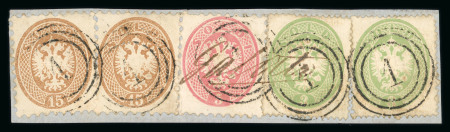 Stamp of Romania » Austrian Levant Post Offices Galatz: 1863 LV 3s (2, one with tear), 1864 LV 5s and