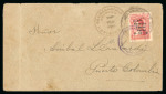 Stamp of Colombia » Airmails 1919, 2c carmine rose, position 5, numerals "1" with serifs, on cover