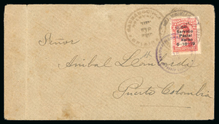 Stamp of Colombia » Airmails 1919, 2c carmine rose, position 5, numerals "1" with serifs, on cover