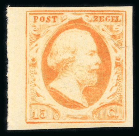 Stamp of Netherlands » Netherlands 1852 King William III 1852, 15c orange, mint with full lighlty hinged original