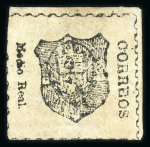 Stamp of Dominican Republic 1865 1/2rblack on pale green, on laid paper, unused