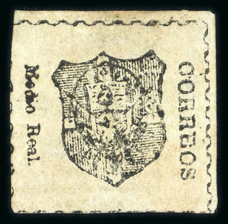 Stamp of Dominican Republic 1865 1/2rblack on pale green, on laid paper, unused