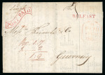 Stamp of Ireland » Pre-Stamp Postal History » Independant Post Office Period - 1784-1831 1808 Cover from Belfast with superb strike in red on the "BELFAST" straight line and the boxed scroll "POST PAID"