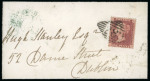 Stamp of Ireland » GB Used In Ireland 1857 (December 7th) Mourning envelope from Kingstown franked 1d red tied numeral diamond