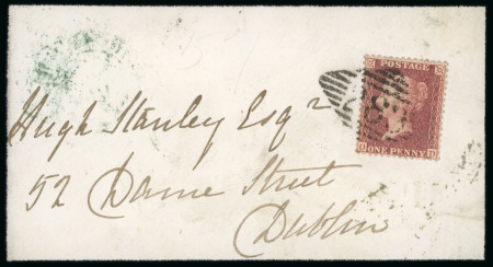Stamp of Ireland » GB Used In Ireland 1857 (December 7th) Mourning envelope from Kingstown franked 1d red tied numeral diamond