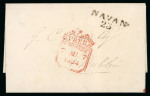 Stamp of Ireland » GB Used In Ireland 1824 (August 7th) Folded entire bearing clear "NAVAN / 25" mileage mkg
