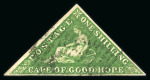 Stamp of South Africa » Cape of Good Hope 1855-63 Perkins Bacon 1s bright yellow-green on white paper, used