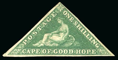 Stamp of South Africa » Cape of Good Hope 1855-63 Perkins Bacon 1s deep dark green on white paper, unused
