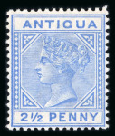 Stamp of Antigua & Barbuda 1884-87 CA 2 1/2d ultramarine, mint single showing large "2" with slanting foot variety