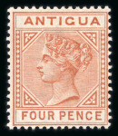Stamp of Antigua & Barbuda 1884-87 CA 2 1/2d ultramarine, mint single showing top left triangle detached variety