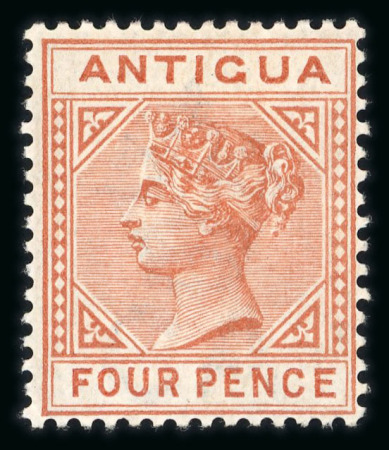 Stamp of Antigua & Barbuda 1884-87 CA 2 1/2d ultramarine, mint single showing top left triangle detached variety