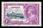 Stamp of Antigua & Barbuda 1935 Silver Jubilee 1s slate and purple, used single showing dot by flagstaff variety