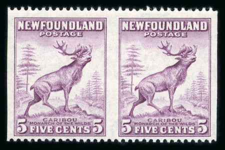 Stamp of Canada » Newfoundland 1932-38 Pictorial 5c violet, mint nh imperforate between horizontal pair