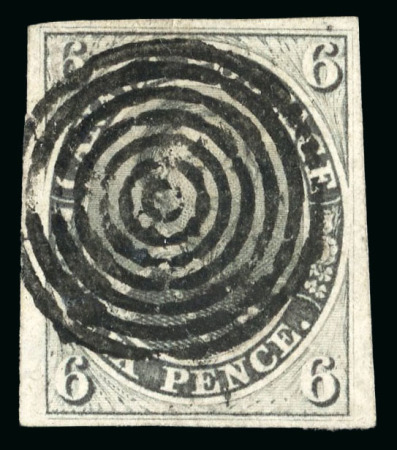 Stamp of Canada 1851 6d slate-violet, on laid paper, used with crisp