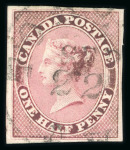 Stamp of Canada 1852-57 3d scarlet-vermilion, on wove paper, used with