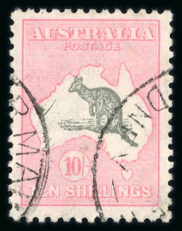 Stamp of Australia » Commonwealth of Australia 1931-36 Kangaroo 10s grey and pink, die II, used