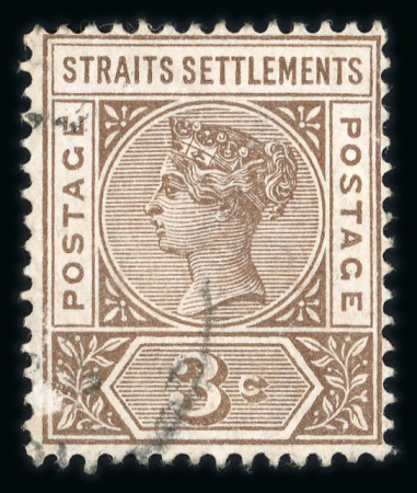 Stamp of Malaysia » Straits Settlements 1892-99 CA 3c brown, used, showing repaired "S" variety