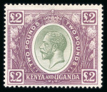 Stamp of Kenya, Uganda and Tanganyika » Kenya, Uganda and Tanganyika 1922-27 Script CA £2 green and purple mint
