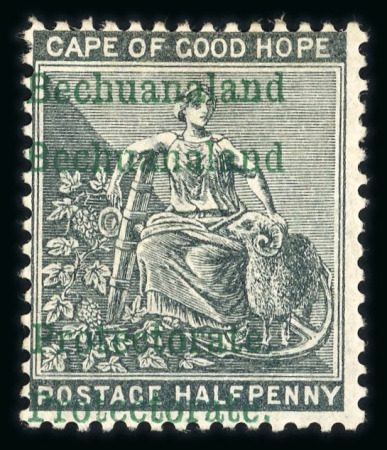 Stamp of Bechuanaland » British Bechuanaland 1888 1/2d grey and black mint showing double overprint variety