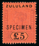 Stamp of South Africa » Zululand 1894-96 CA £5 purple and black on red, mint single