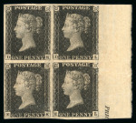 Stamp of Great Britain » 1840 1d Black and 1d Red plates 1a to 11 1840 1d black pl.11 DK/EL, an exceptionally fine and fresh mint marginal block of four