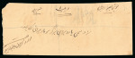 Stamp of Indian States » Las Bela 1898-1900 1/2a black on greenish-grey in block of seven tied to reverse of envelope