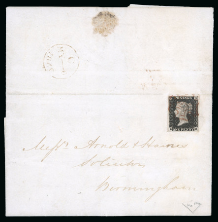 Stamp of Great Britain » 1840 1d Black and 2d Blue "May Dates" 1840 (May 6) lettersheet with 1840 1d black pl.1a BH sent on the 6th May 1840, the first official day of use