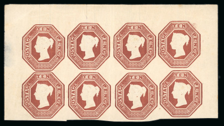 Stamp of Great Britain » 1847-54 Embossed 1847-54 10d brown, die 3, a magnificent mint block of eight
