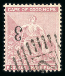 Stamp of South Africa » Cape of Good Hope 1880 "3" on 3d pale dull rose, used single showing