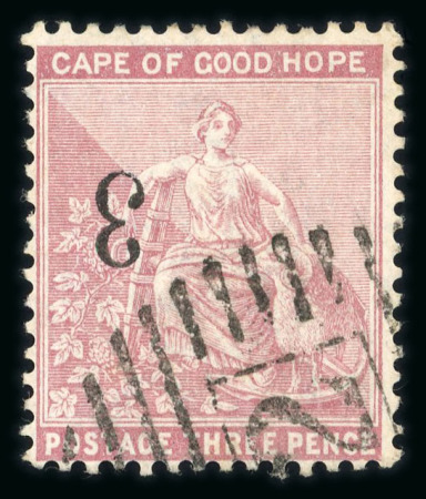 Stamp of South Africa » Cape of Good Hope 1880 "3" on 3d pale dull rose, used single showing
