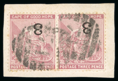 Stamp of South Africa » Cape of Good Hope 1880 "3" on 3d pale dull rose, unused single, plus three used single and a used pair on fragment