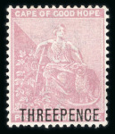 Stamp of South Africa » Cape of Good Hope 1880 CC 3d pale dull rose, and 3d on 4d pale dull rose, unused singles
