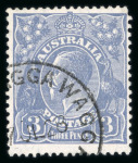 Stamp of Australia » Commonwealth of Australia 1913-14 KGV 3d dull ultramarine, die I, showing the rare inverted watermark error, used