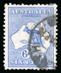 Stamp of Australia » Commonwealth of Australia 1913-14 Kangaroo 6d ultramarine, die II, used showing watermark inverted