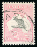 Stamp of Australia » Commonwealth of Australia 1929-30 Kangaroo 10s grey and pink, die II, used