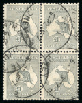 Stamp of Australia » Commonwealth of Australia 1931-36 Kangaroo £1 grey, die IIB, used block of four