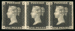 Stamp of Great Britain » 1840 1d Black and 1d Red plates 1a to 11 1840 1d. black, pl. 7, MC-ME, mint horizontal strip of three