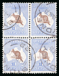 Stamp of Australia » Commonwealth of Australia 1913-14 Kangaroo £1 brown and ultramarine, die II, used block of four
