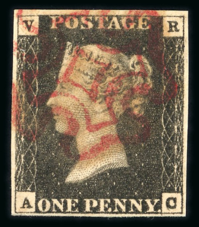 Stamp of Great Britain » 1840 1d Black V. R. Official 1840 1d black VR Official AC, used example with large balanced margins all round
