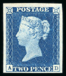Stamp of Great Britain » 1840 1d Black and 1d Red plates 1a to 11 1840 1d black pl.6 IA and 1840 2d blue pl.1 AD, two stunning mint examples of the world's first two postage stamps